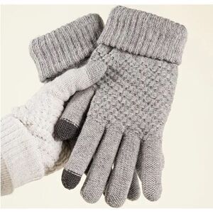 Touchscreen Gloves Unisex Gray Knit Winter Warm